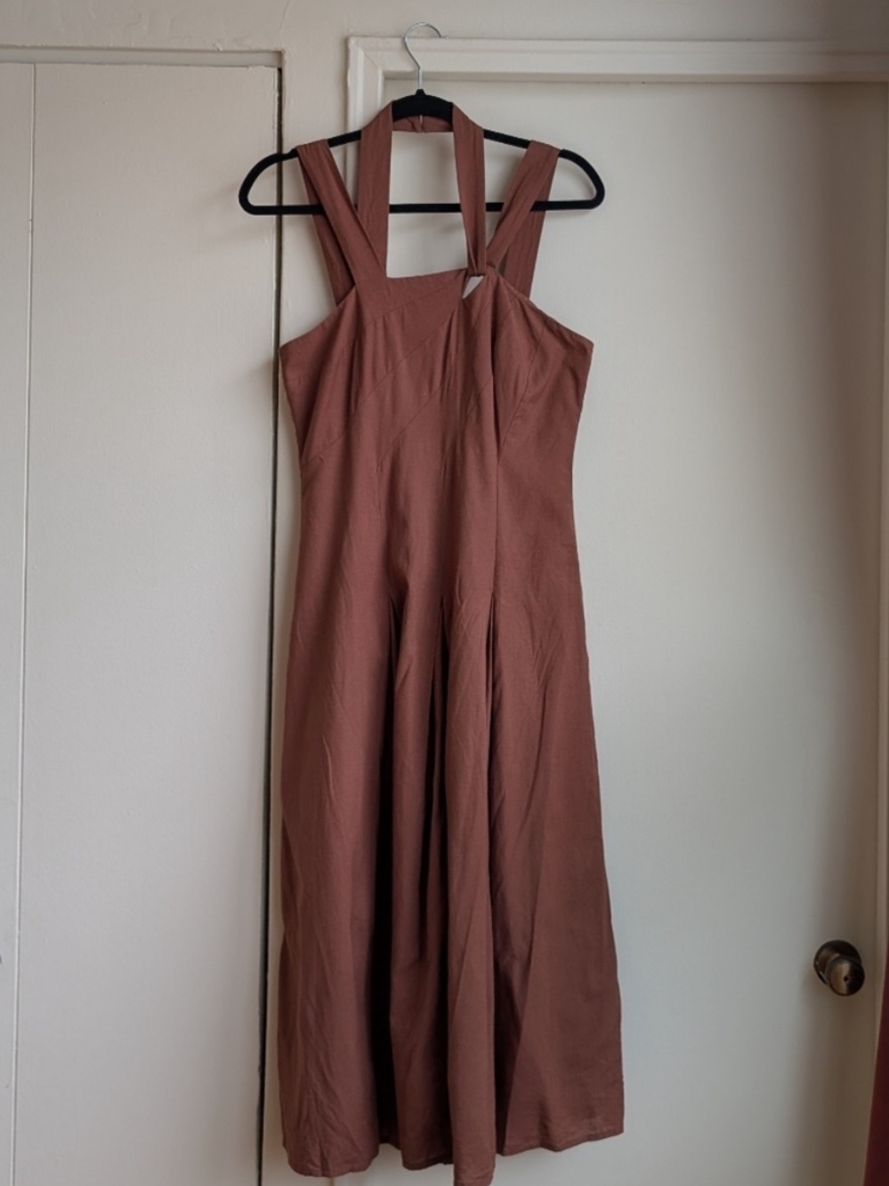 Cotton/Flax Blend Vintage-Inspired Halter Sundress